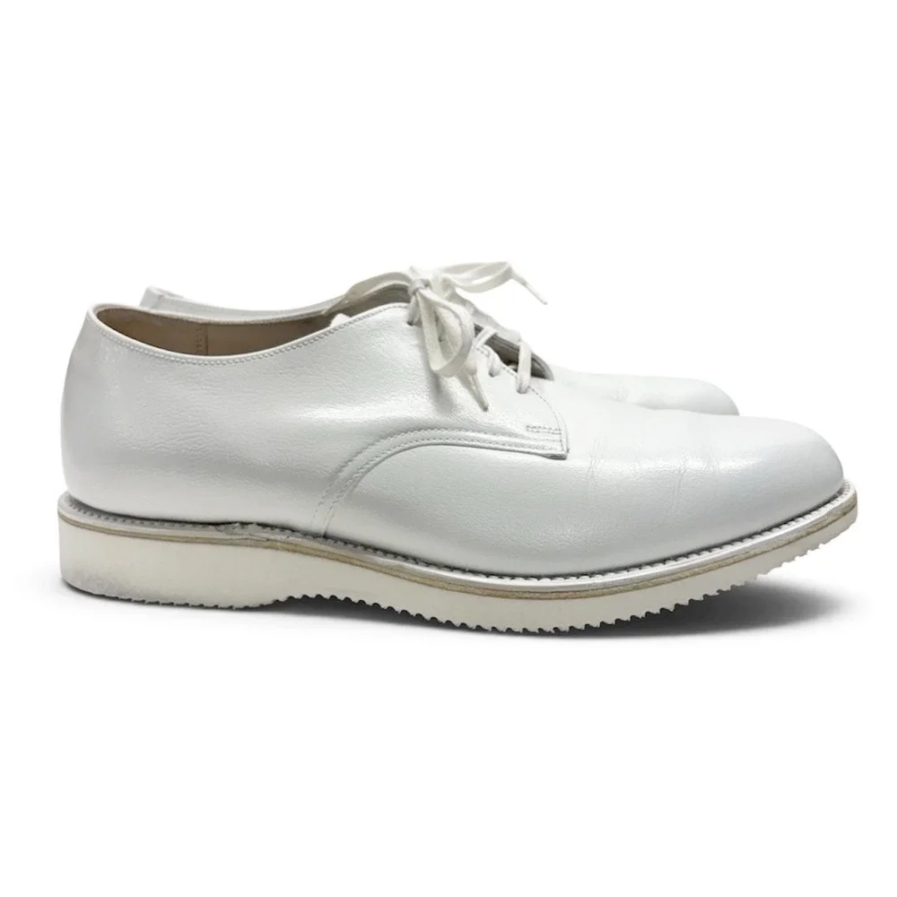 Alden 427 White Calfskin Plain Toe Dover Blucher Derby Shoes Men's Size 9.5 C/E